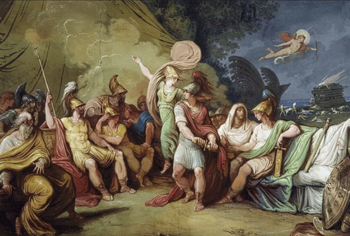 "Disputa entre Agamenón y Aquiles", una de las pinturas más célebres sobre "La Ilíada" de Homero.