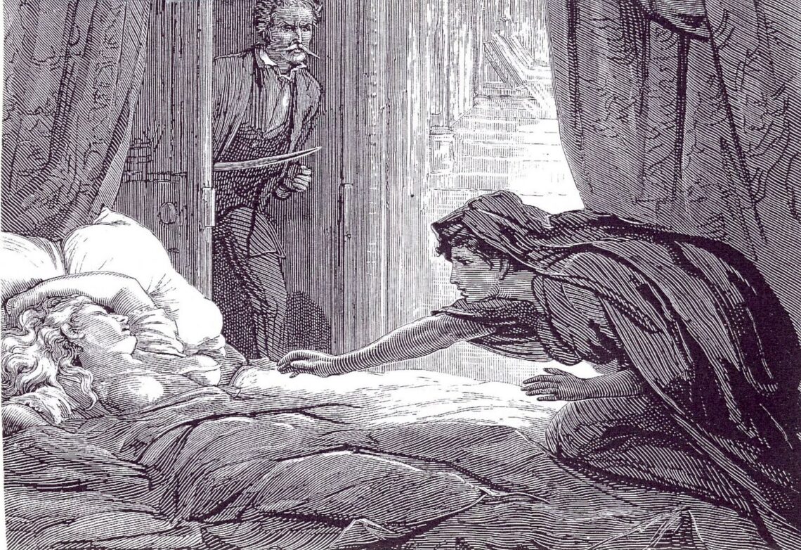 Ilustración de David Friston para la publicación original de Carmilla en 1872.