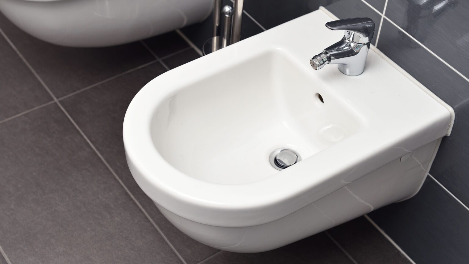 Bidé de diseño moderno en un cuarto de baño.