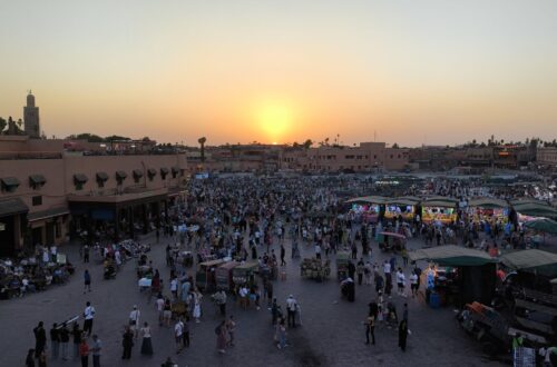 La plaza de Yamaa el Fna, en Marrakech.