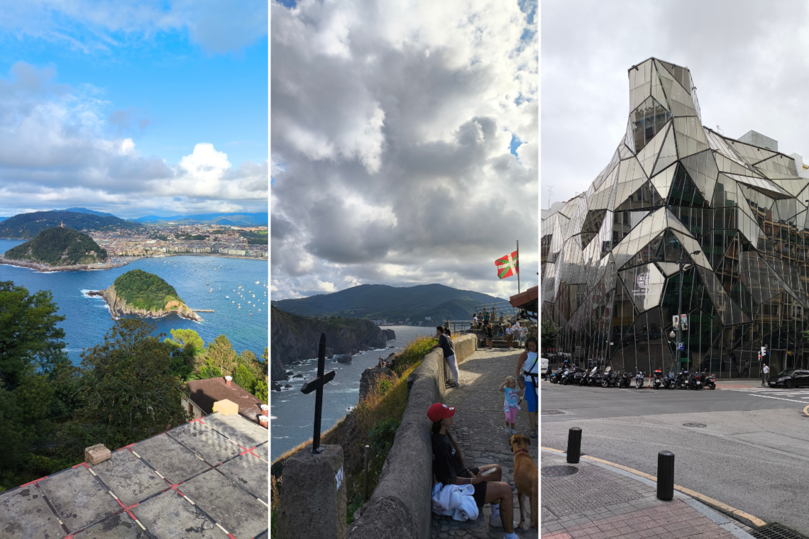 Panorámica de distintos sitios en una ruta por el País Vasco.