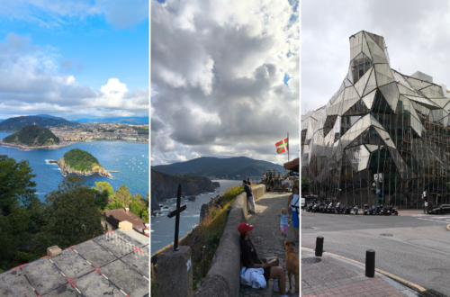 Panorámica de distintos sitios en una ruta por el País Vasco.
