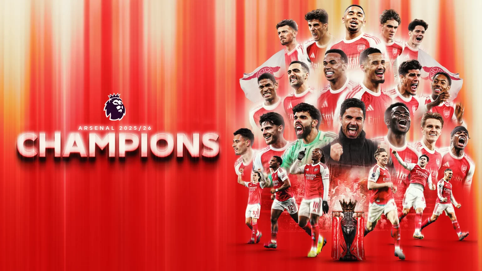 Jugadores y cuerpo técnico del Arsenal celebrando la conquista de la Premier League